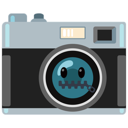 zipper-mouth face and camera