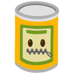 zipper-mouth face and canned food