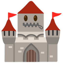 zipper-mouth face and castle