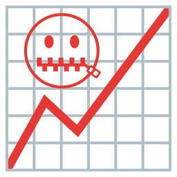 zipper-mouth face and chart increasing