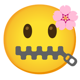 zipper-mouth face and cherry blossom