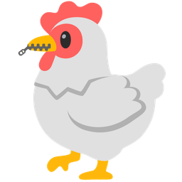 zipper-mouth face and chicken