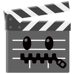 zipper-mouth face and clapper board