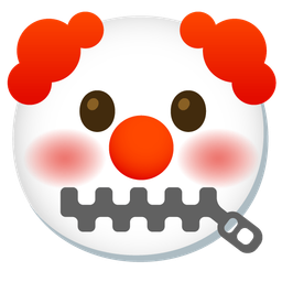 zipper-mouth face and clown face