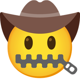 zipper-mouth face and cowboy hat face