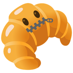 zipper-mouth face and croissant