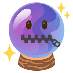 zipper-mouth face and crystal ball