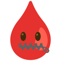 zipper-mouth face and drop of blood