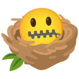 zipper-mouth face and empty nest