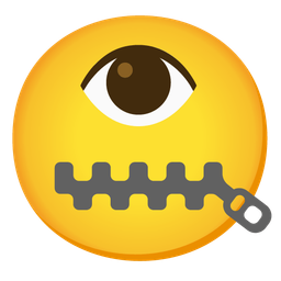 zipper-mouth face and eye