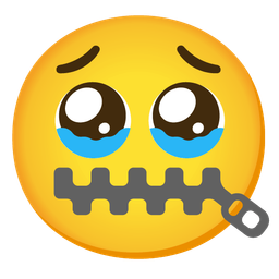 zipper-mouth face and face holding back tears