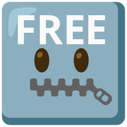 zipper-mouth face and FREE button