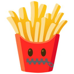 zipper-mouth face and french fries