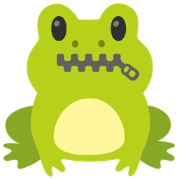 zipper-mouth face and frog