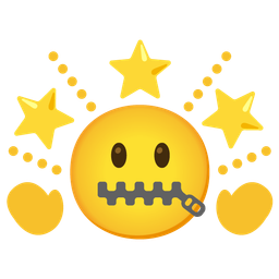 zipper-mouth face and glowing star
