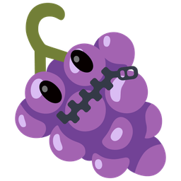 zipper-mouth face and grapes