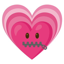 zipper-mouth face and growing heart