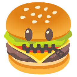 zipper-mouth face and hamburger