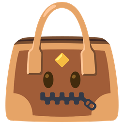 zipper-mouth face and handbag
