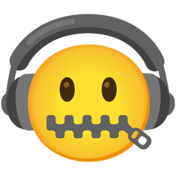 zipper-mouth face and headphone