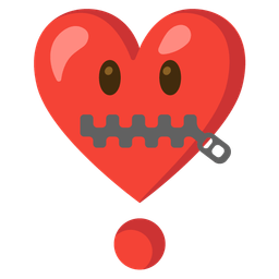 zipper-mouth face and heart exclamation