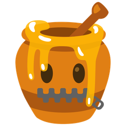 zipper-mouth face and honey pot