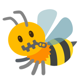 zipper-mouth face and honeybee