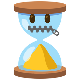 zipper-mouth face and hourglass done