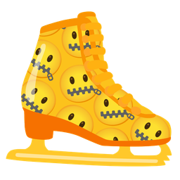 zipper-mouth face and ice skate