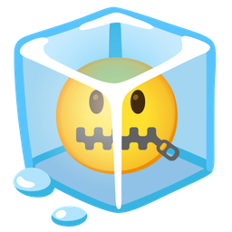 zipper-mouth face and ice