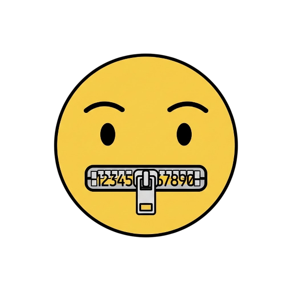 Zipper-mouth face and Input numbers