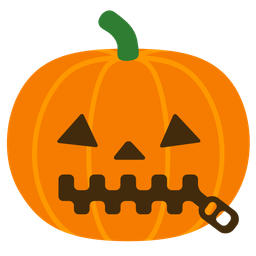 zipper-mouth face and jack-o-lantern