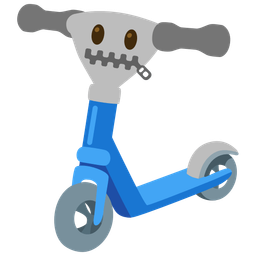 zipper-mouth face and kick scooter