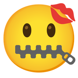 zipper-mouth face and kiss mark