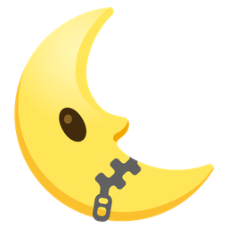 zipper-mouth face and last quarter moon face