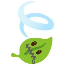 zipper-mouth face and leaf fluttering in wind