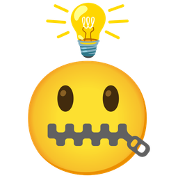 zipper-mouth face and light bulb