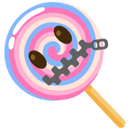 zipper-mouth face and lollipop