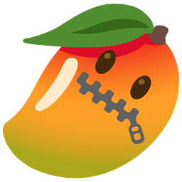 zipper-mouth face and mango