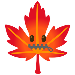 zipper-mouth face and maple leaf