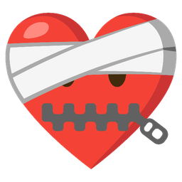 zipper-mouth face and mending heart