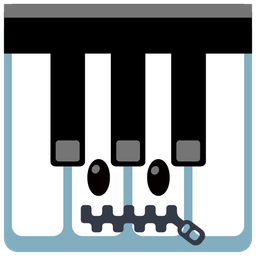 zipper-mouth face and musical keyboard