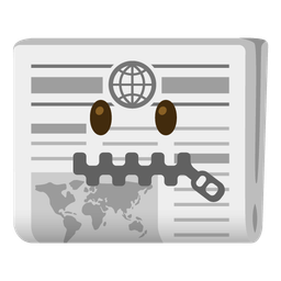 zipper-mouth face and newspaper