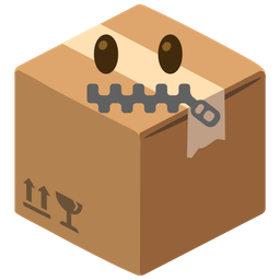 zipper-mouth face and package