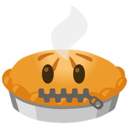 zipper-mouth face and pie