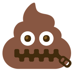 zipper-mouth face and pile of poo