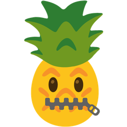 zipper-mouth face and pineapple