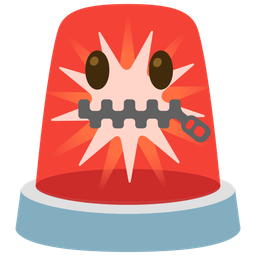 zipper-mouth face and police car light