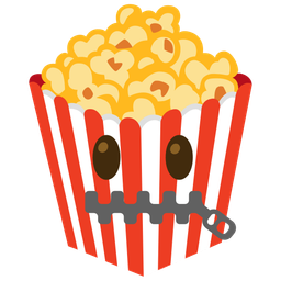 zipper-mouth face and popcorn