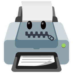 zipper-mouth face and printer